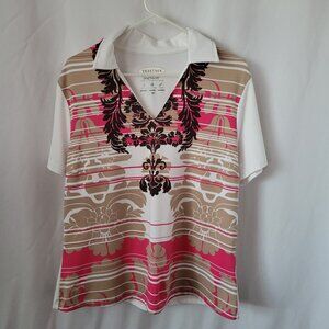 Tehama Hang 'em Dry Tennis Golf Polo Fun Printed Floral XL activewear women's
